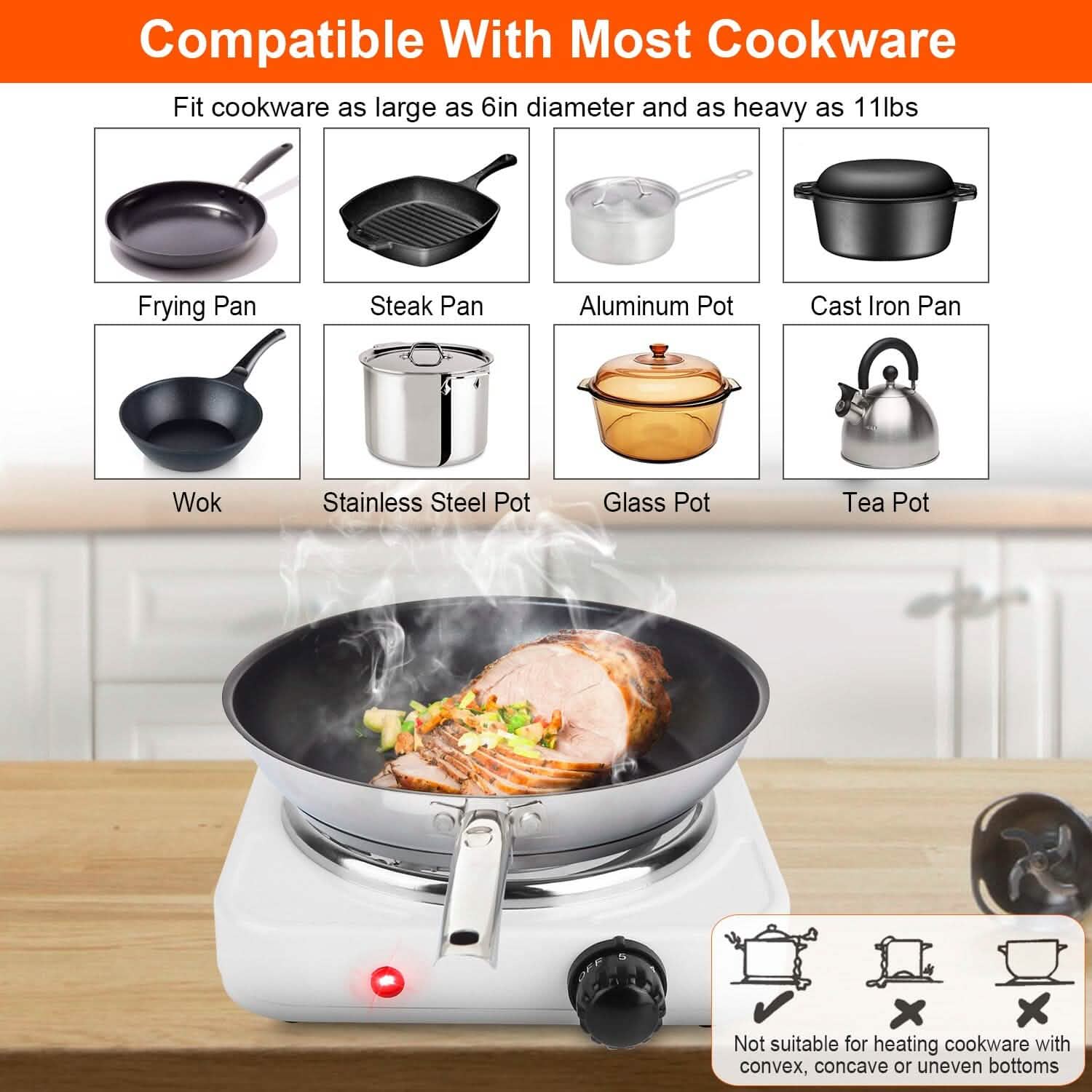 Portable Coil Heating Hot Plate Stove Countertop Kitchen Appliances - Tophatter Daily Deals