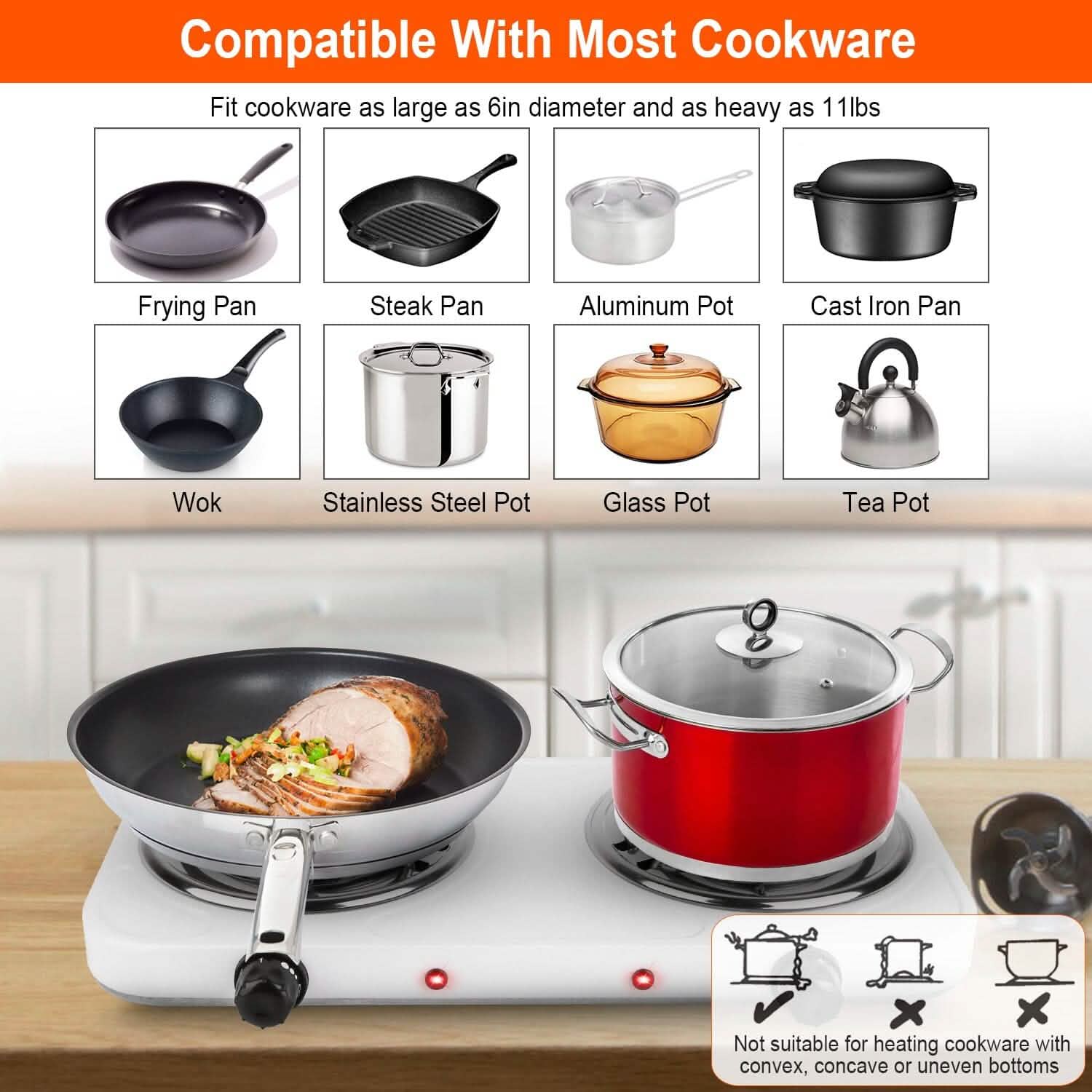 Portable Coil Heating Hot Plate Stove Countertop Kitchen Appliances - Tophatter Daily Deals