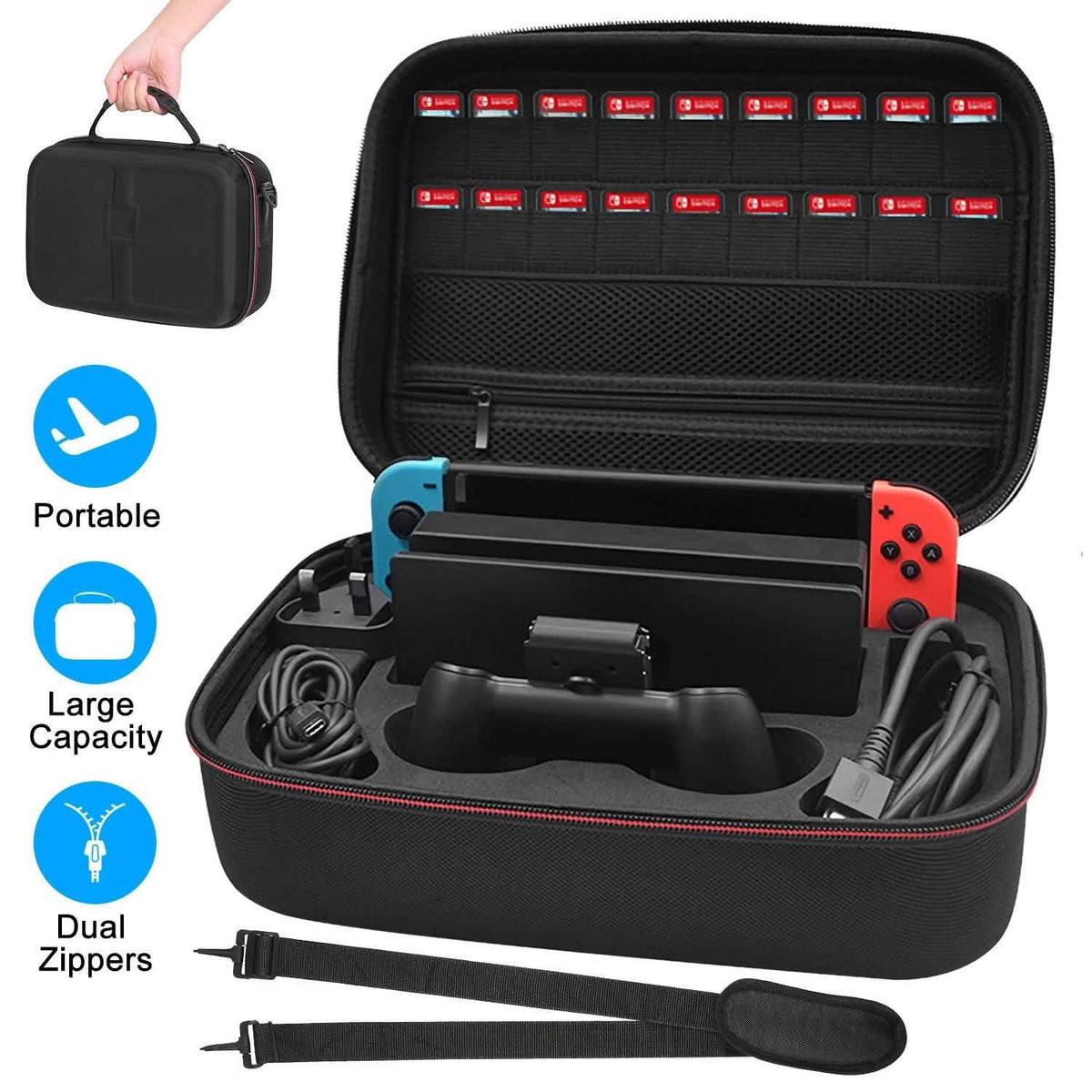 Portable Deluxe Carrying Case for Nintendo Switch Video Games & Consoles - Tophatter Daily Deals