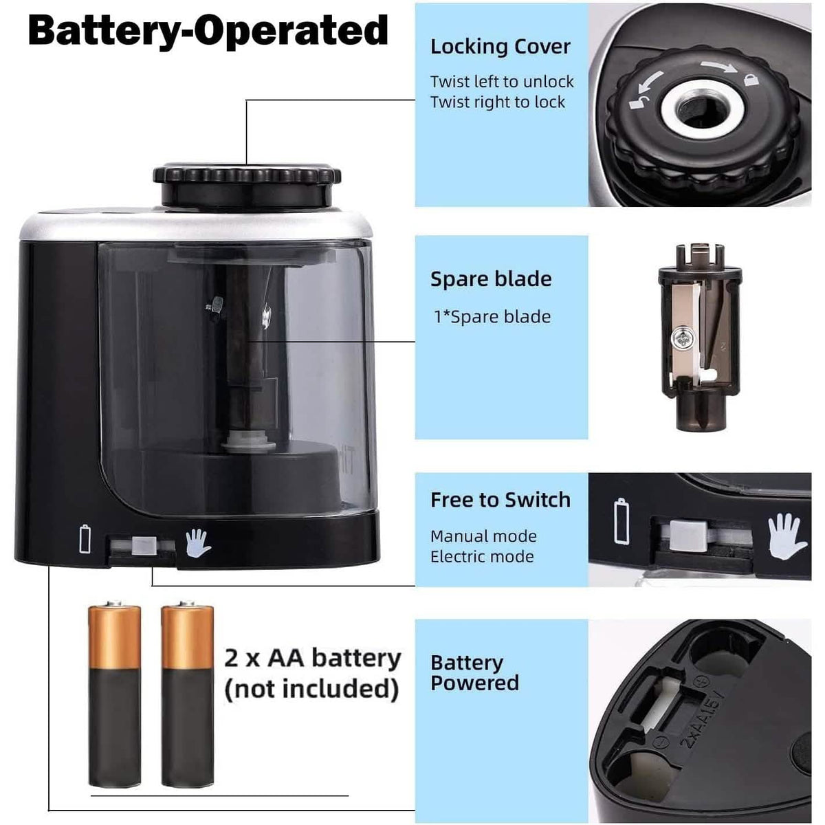 Portable Electric Pencil Sharpeners School, Office & Art Supplies - Tophatter Daily Deals