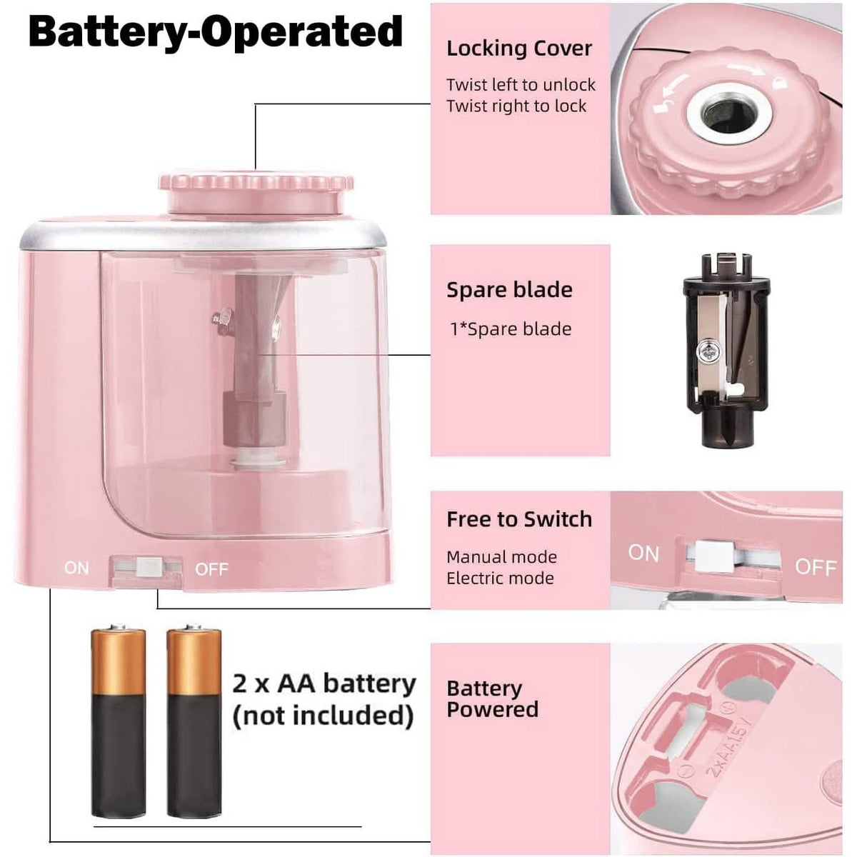 Portable Electric Pencil Sharpeners School, Office & Art Supplies - Tophatter Daily Deals