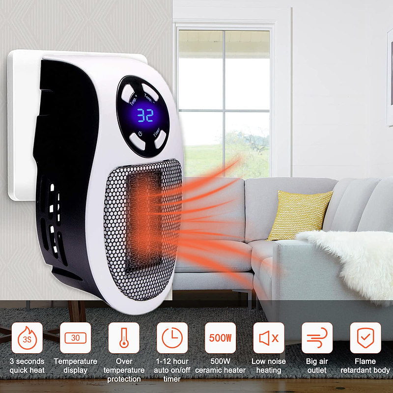 Portable Electric Wall Heater 500W Space Heater - Tophatter Daily Deals