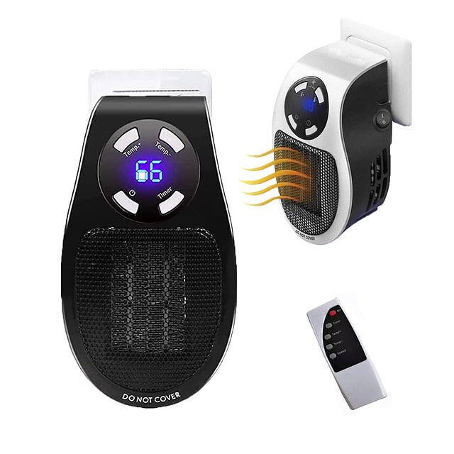 Portable Electric Wall Heater 500W Heater With Remote Control Space Heater - Tophatter Daily Deals