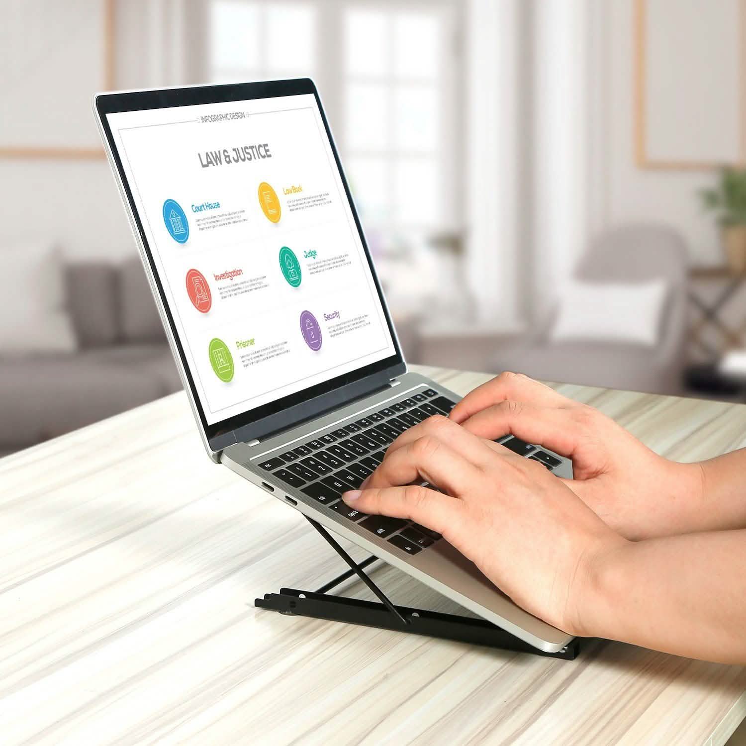 Portable Foldable Laptop Stand with Adjustable Angles Computer Accessories - Tophatter Daily Deals