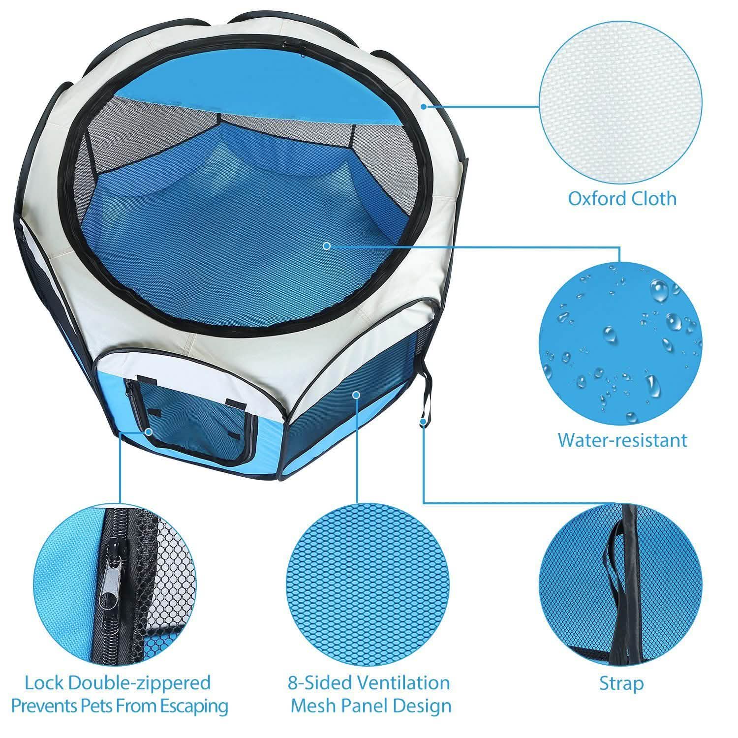 Portable Foldable Pet Playpen For Dogs Cats Other Pets Pet Supplies - Tophatter Daily Deals