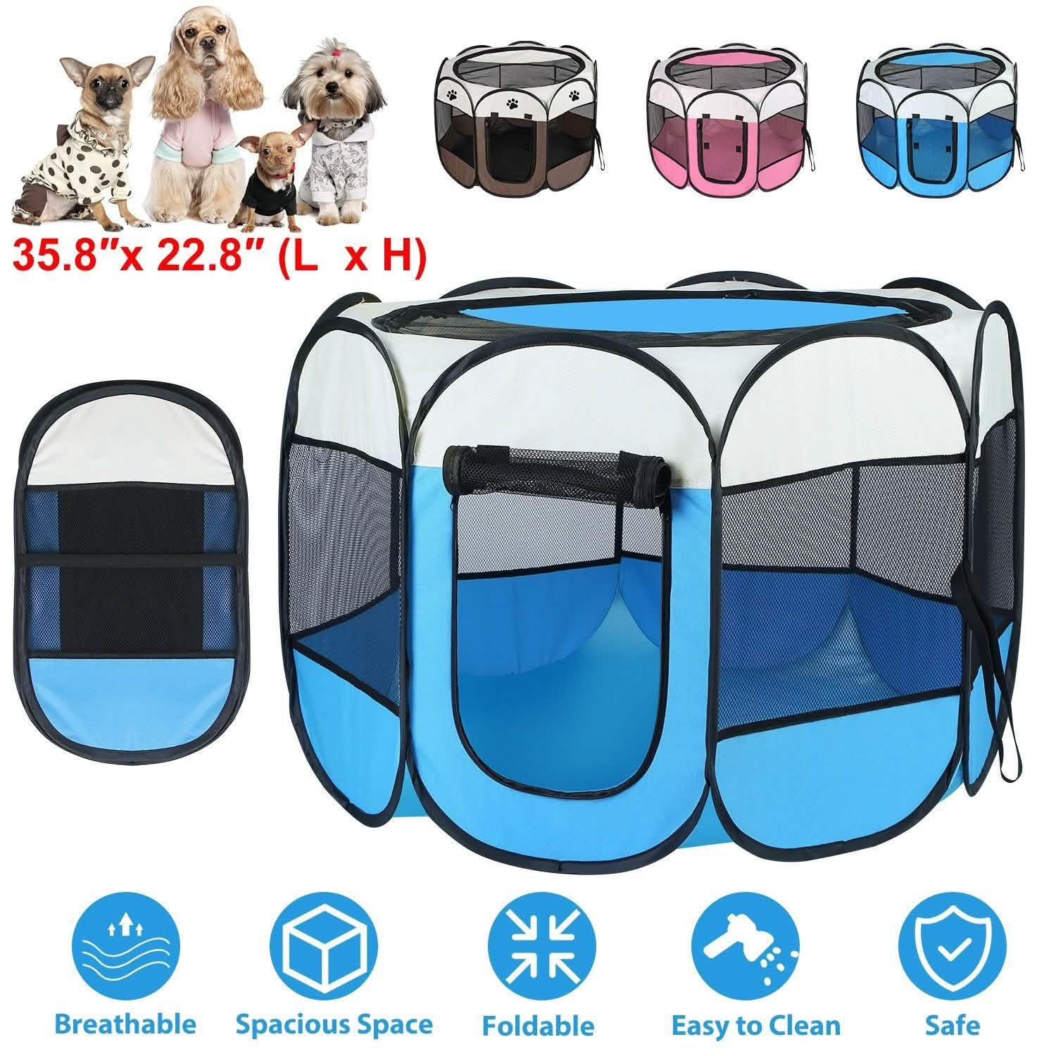 Portable Foldable Pet Playpen For Dogs Cats Other Pets Pet Supplies - Tophatter Daily Deals