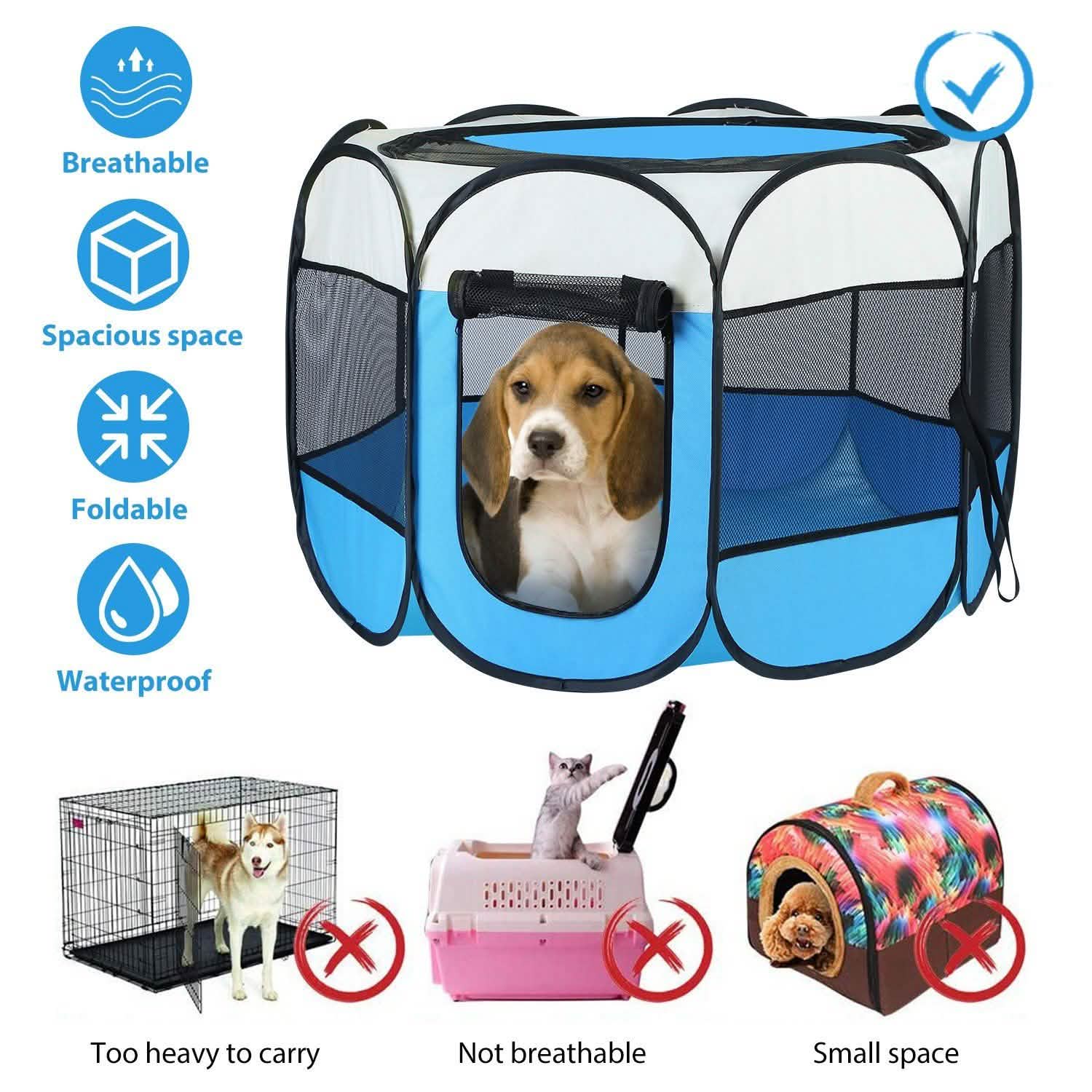 Portable Foldable Pet Playpen For Dogs Cats Other Pets Pet Supplies - Tophatter Daily Deals