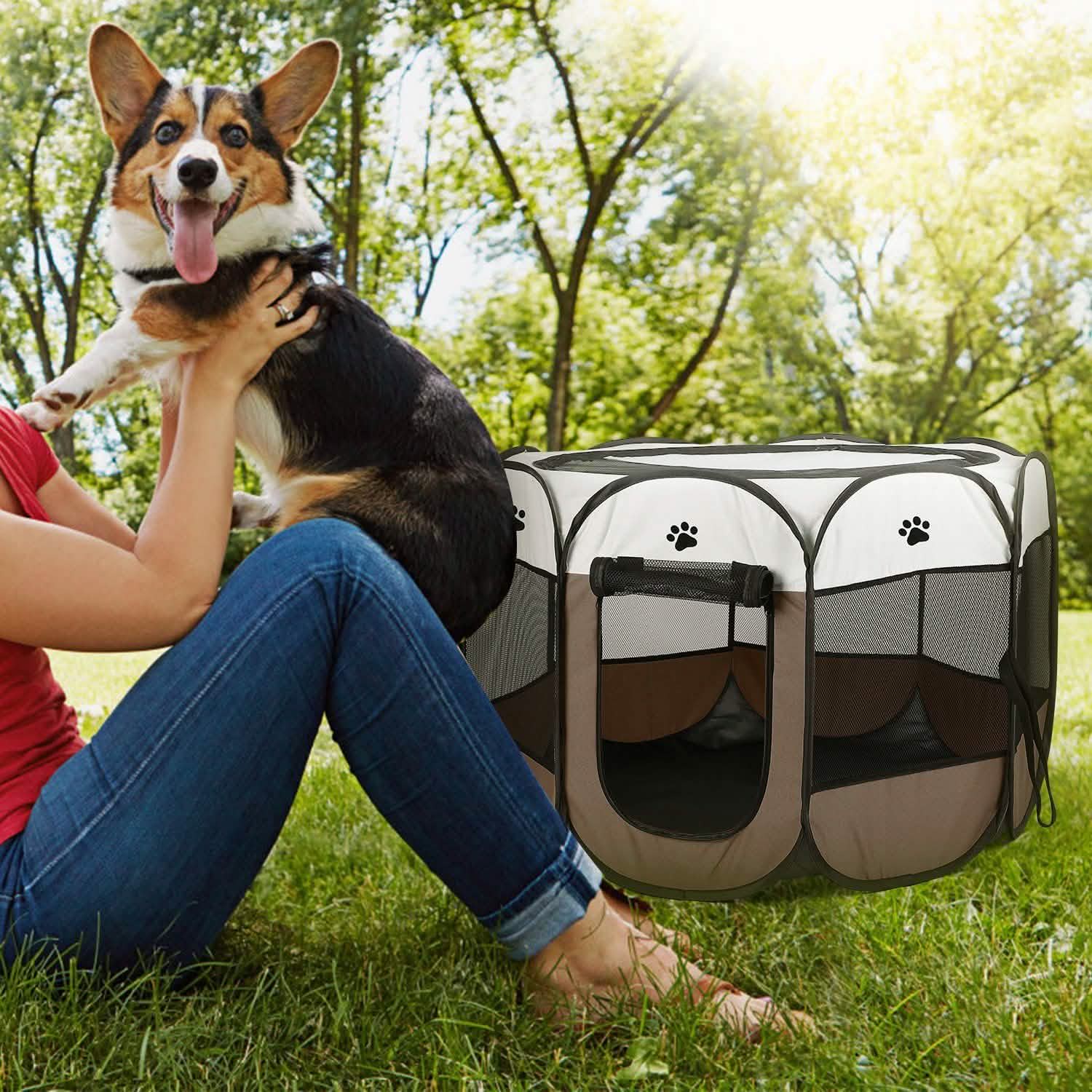 Portable Foldable Pet Playpen For Dogs Cats Other Pets Pet Supplies - Tophatter Daily Deals