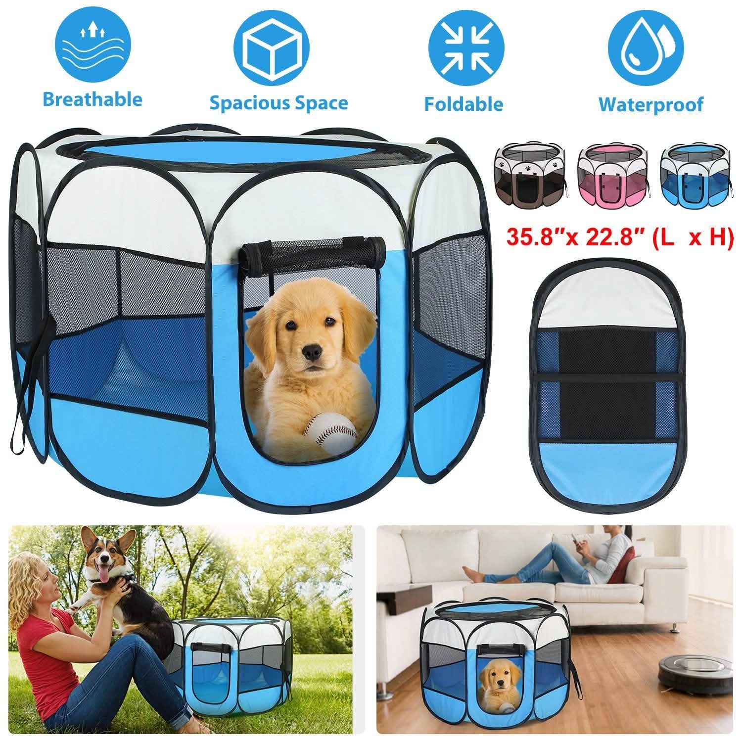 Portable Foldable Pet Playpen For Dogs Cats Other Pets Pet Supplies - Tophatter Daily Deals