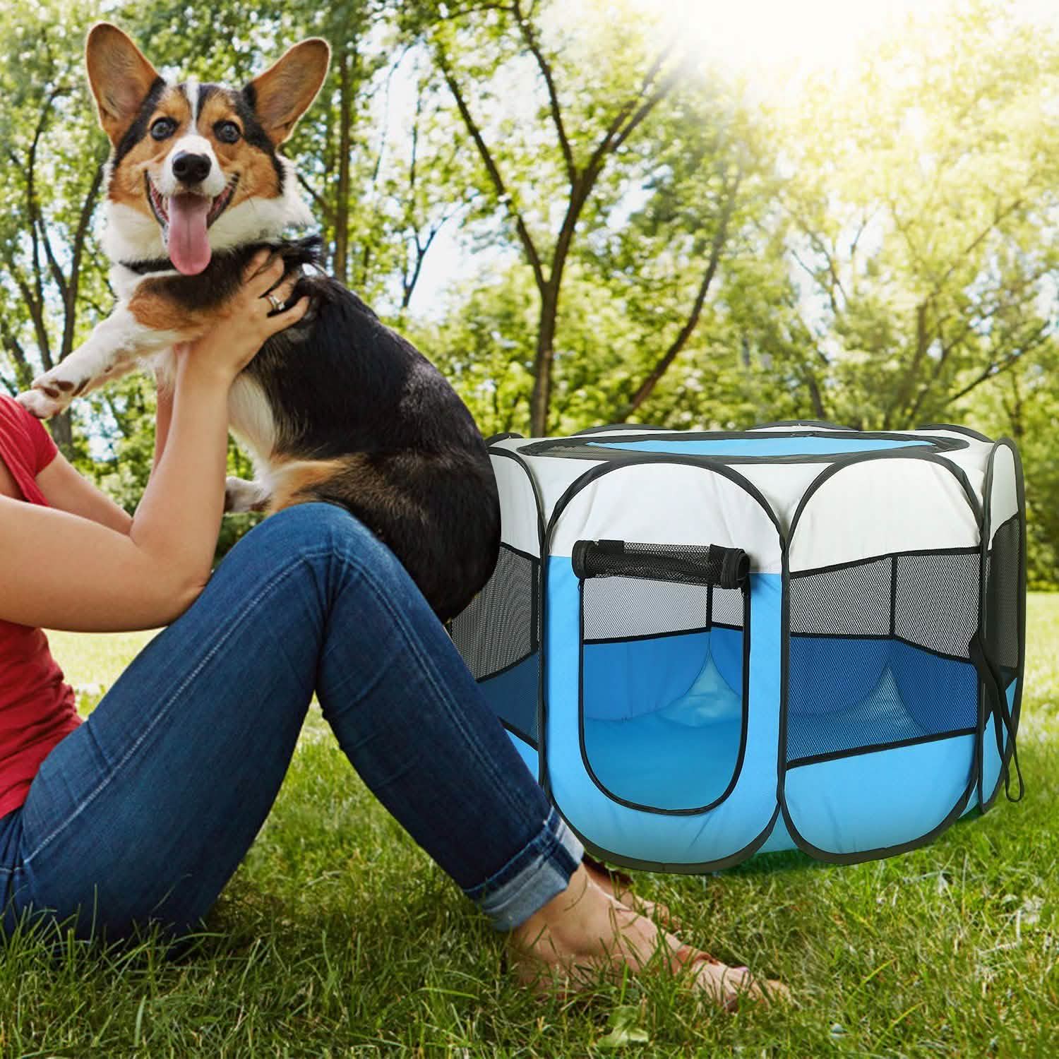 Portable Foldable Pet Playpen For Dogs Cats Other Pets Pet Supplies - Tophatter Daily Deals