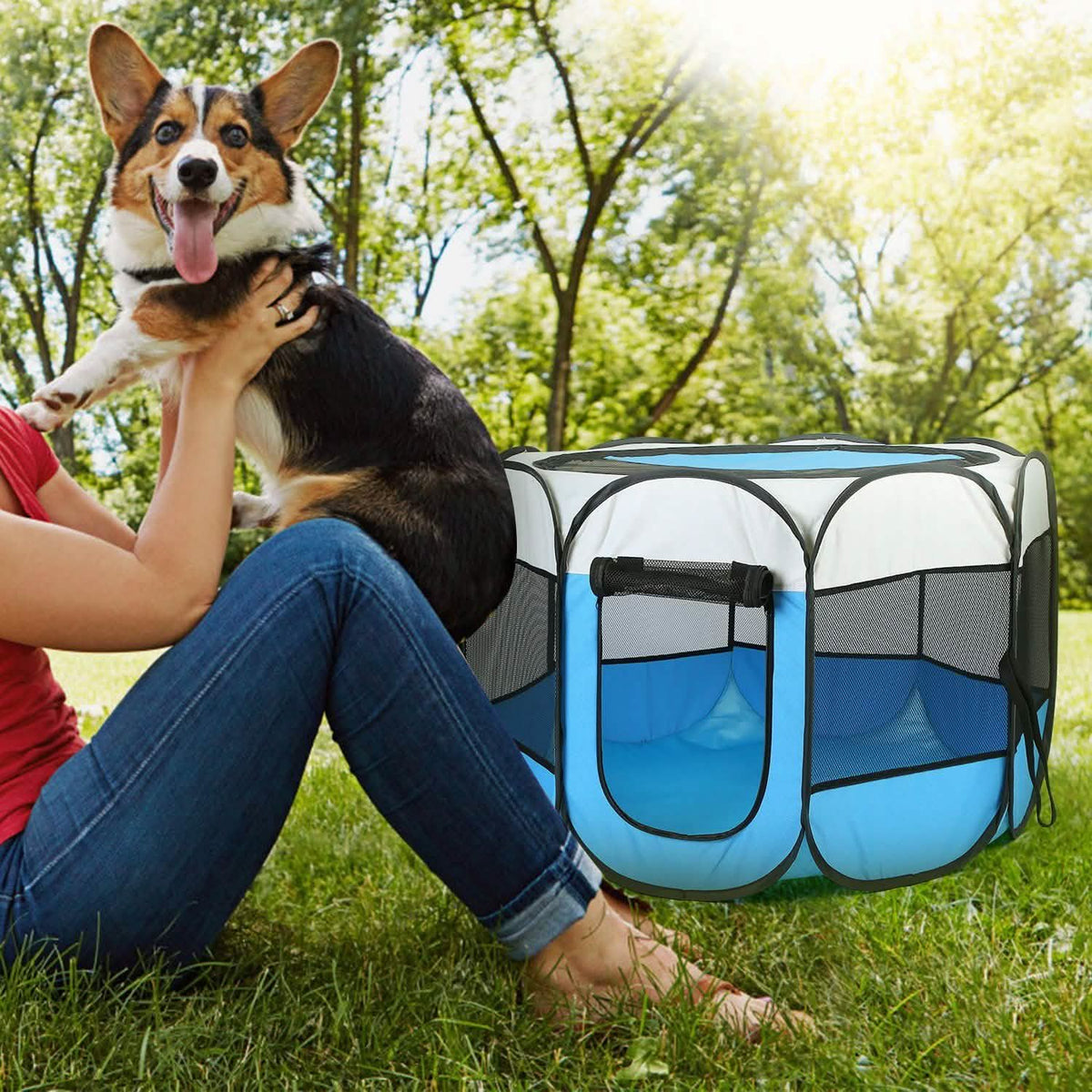 Portable Foldable Pet Playpen For Dogs Cats Other Pets Pet Supplies - Tophatter Daily Deals