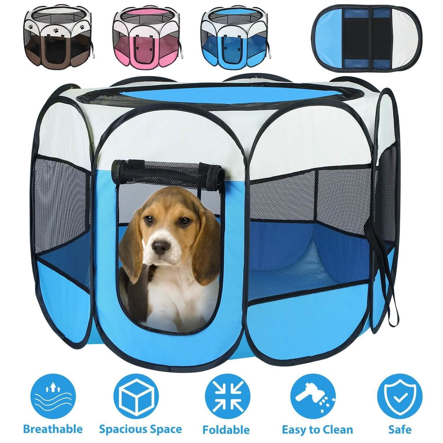 Portable Foldable Pet Playpen For Dogs Cats Other Pets Pet Supplies - Tophatter Daily Deals