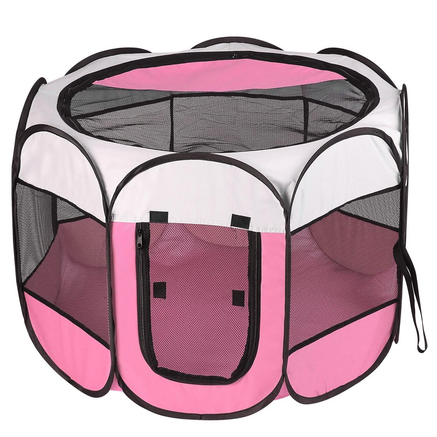 Portable Foldable Pet Playpen For Dogs Cats Other Pets Pink Pet Supplies - Tophatter Daily Deals