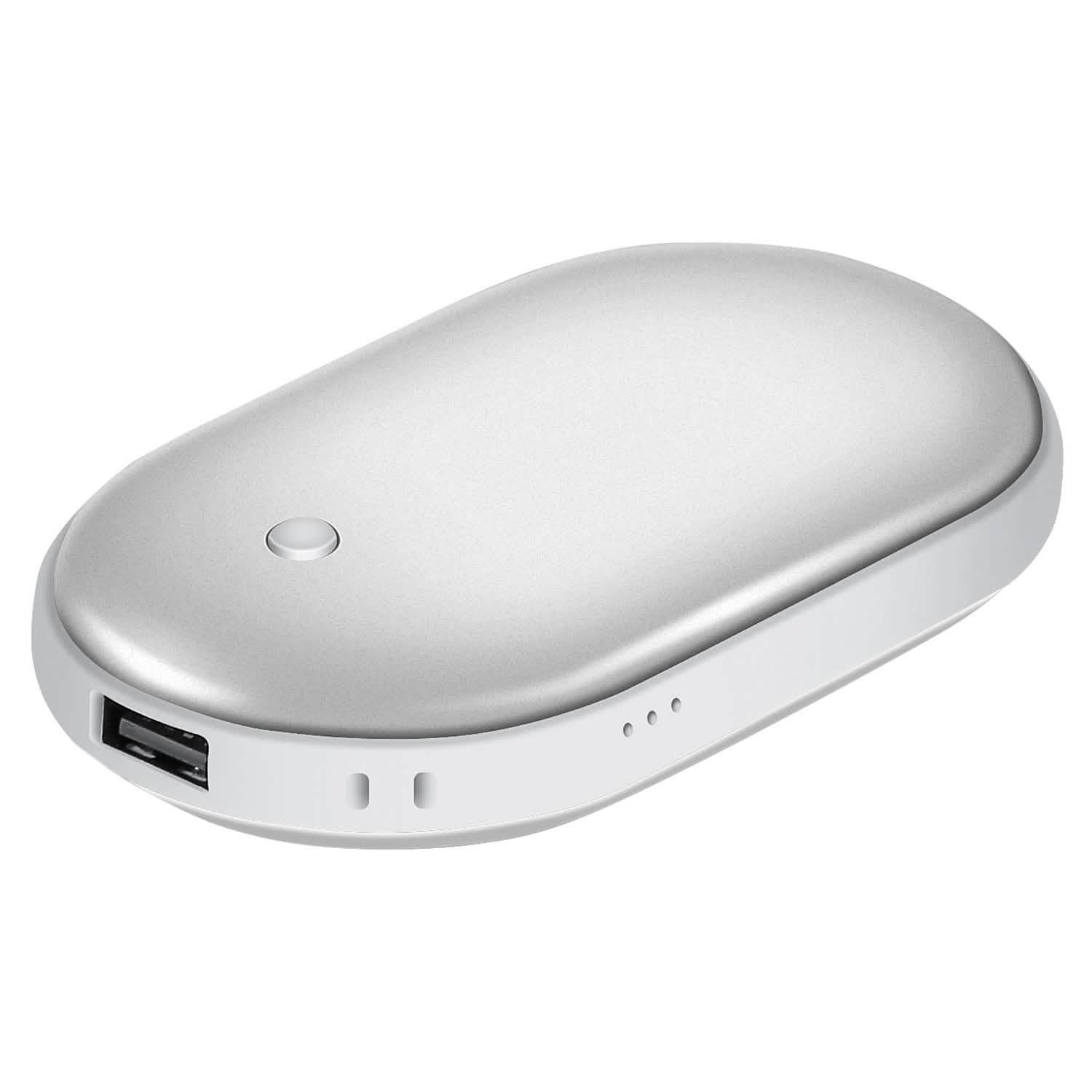Portable Hand Warmer 5000mAh Power Bank Silver Mobile Accessories - Tophatter Daily Deals