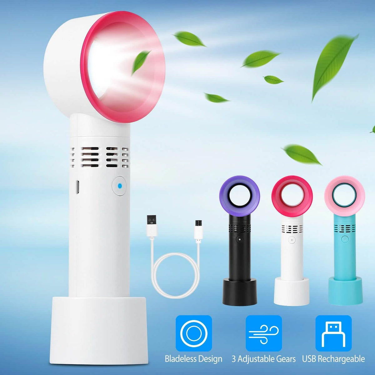 Portable Handheld Bladeless Fan Household Appliances - Tophatter Daily Deals