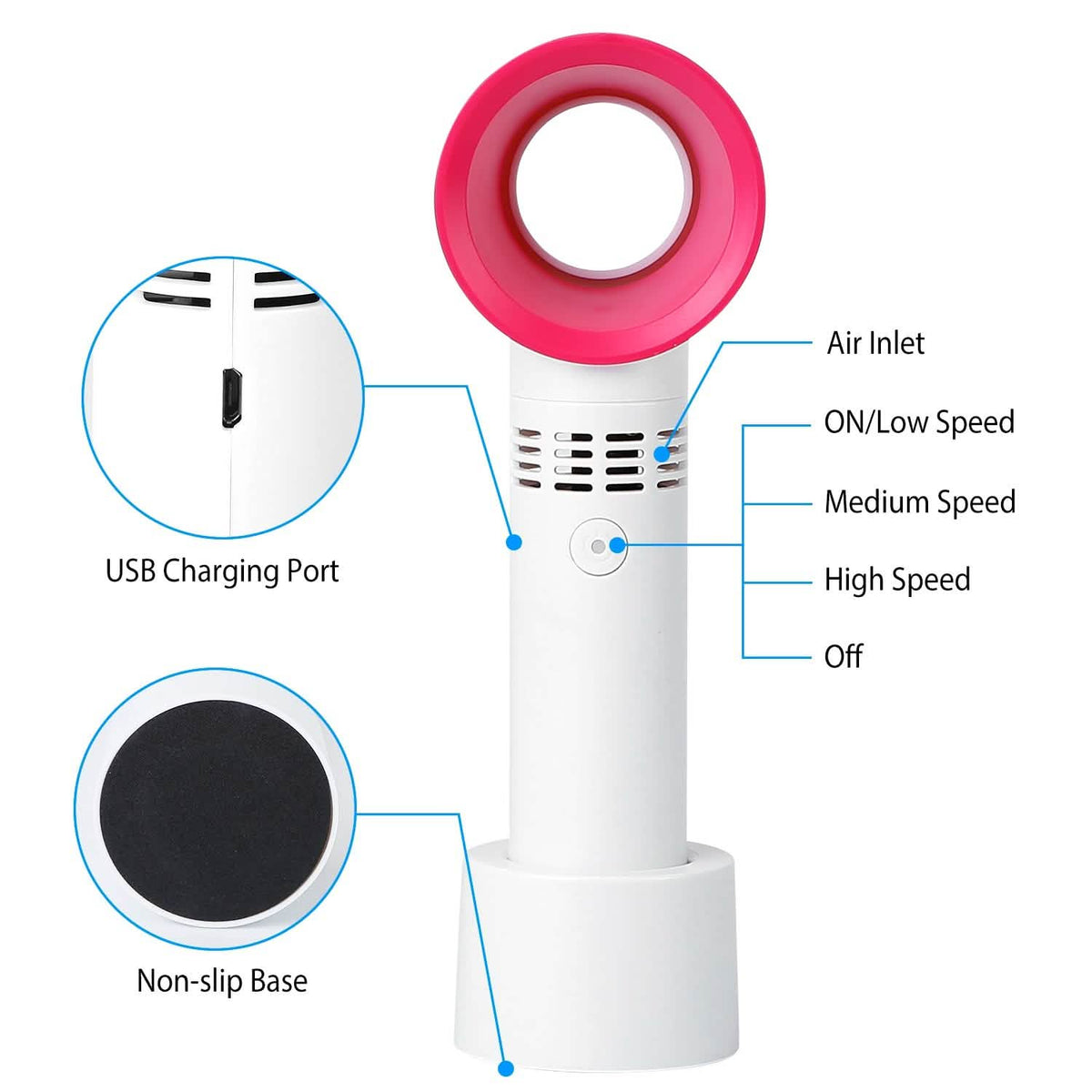 Portable Handheld Bladeless Fan Household Appliances - Tophatter Daily Deals