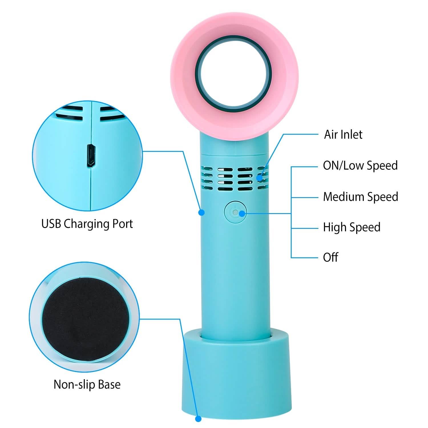 Portable Handheld Bladeless Fan Household Appliances - Tophatter Daily Deals