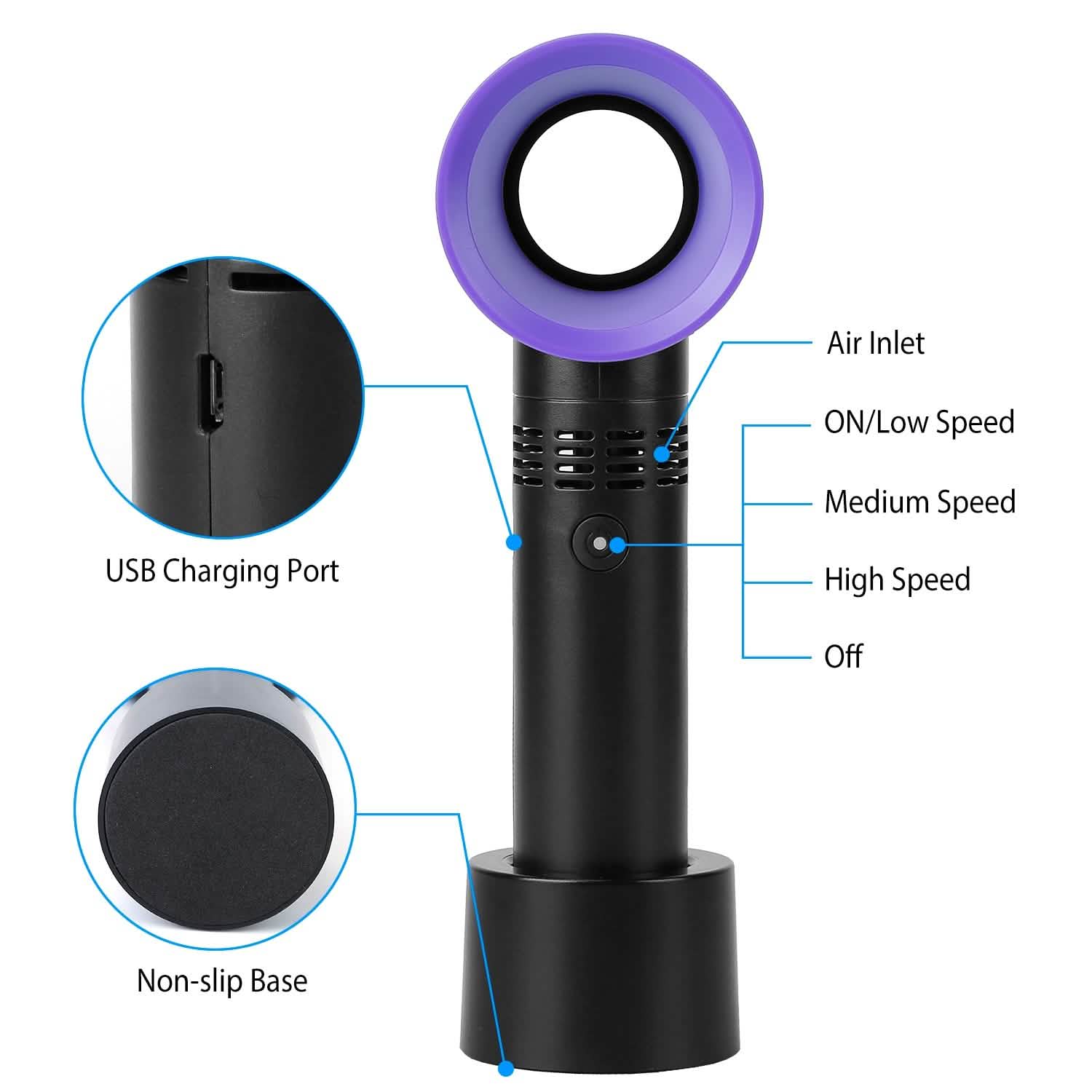 Portable Handheld Bladeless Fan Household Appliances - Tophatter Daily Deals