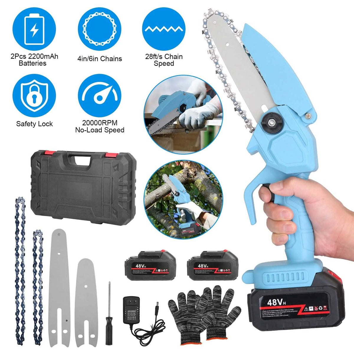 Portable Handheld Cordless Small Chain Saw Battery Powered Home Improvement - Tophatter Daily Deals