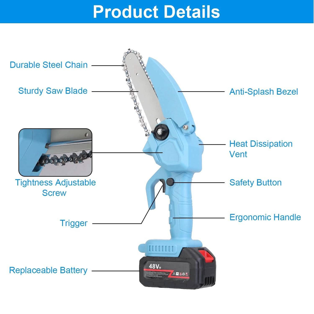 Portable Handheld Cordless Small Chain Saw Battery Powered Home Improvement - Tophatter Daily Deals