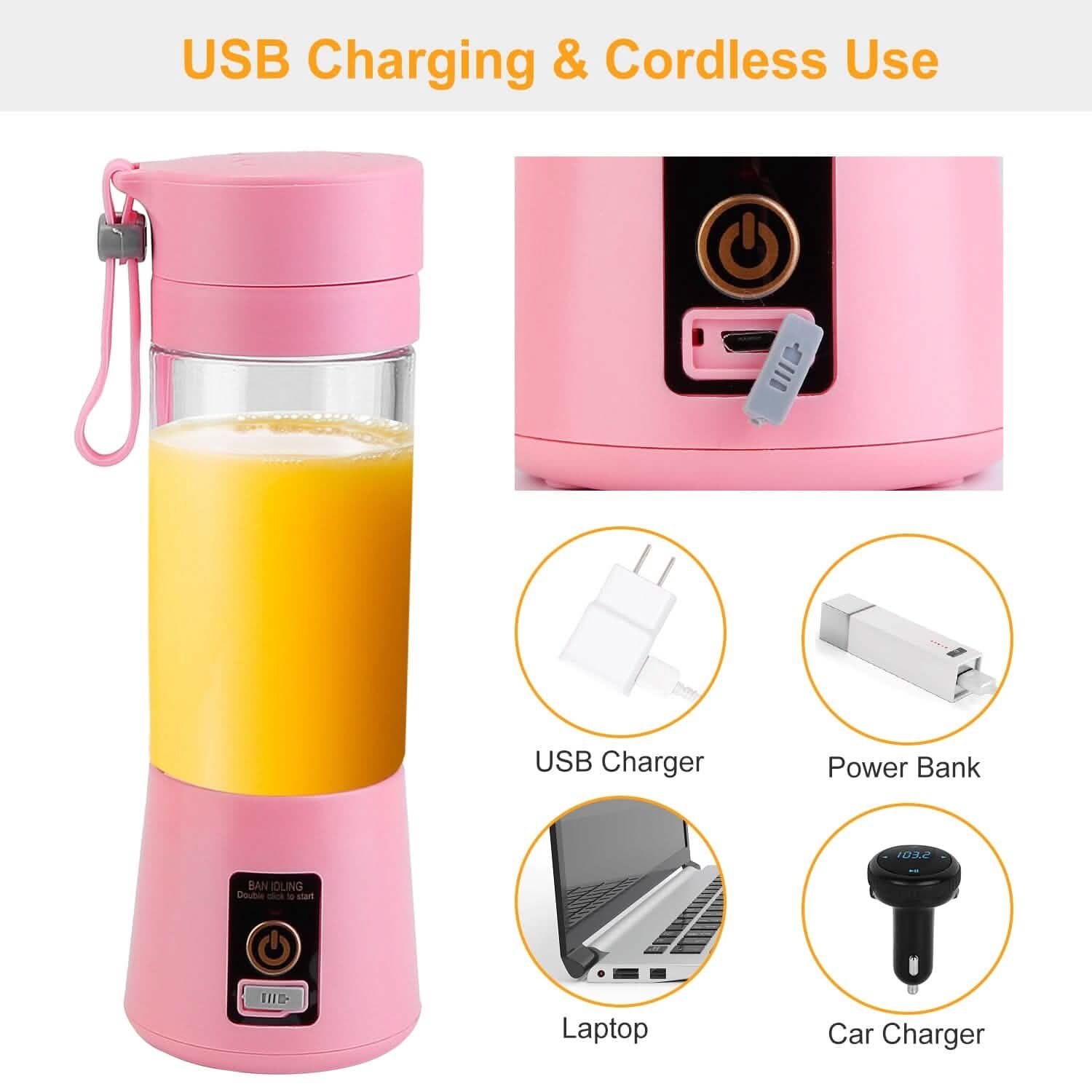 Portable Juicer Blender USB Rechargeable Kitchen Tools & Gadgets - Tophatter Daily Deals