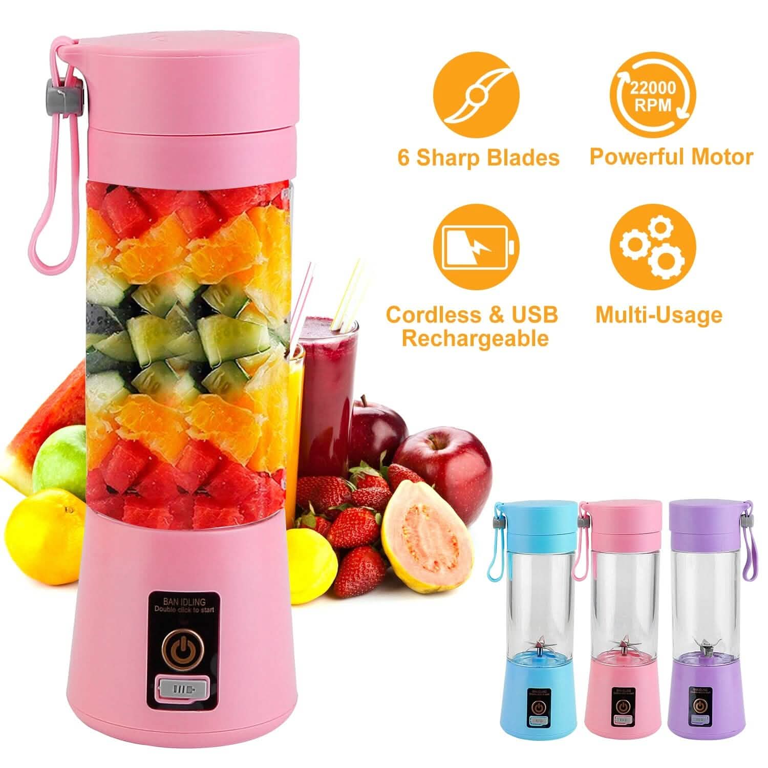 Portable Juicer Blender USB Rechargeable Kitchen Tools & Gadgets - Tophatter Daily Deals