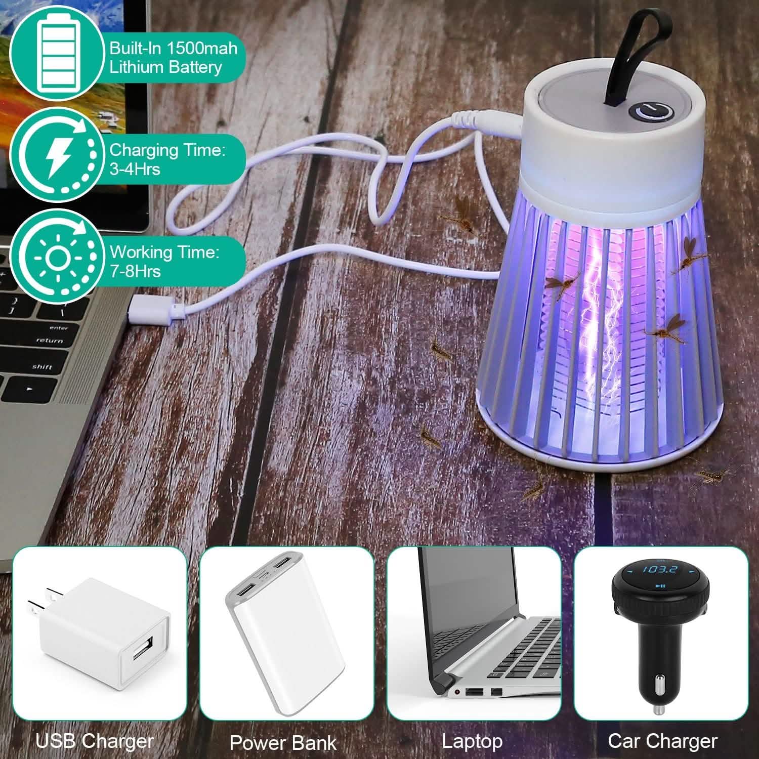 Portable LED Electric Bug Zapper Mosquito Insect Killer Lamp Pest Control - Tophatter Daily Deals