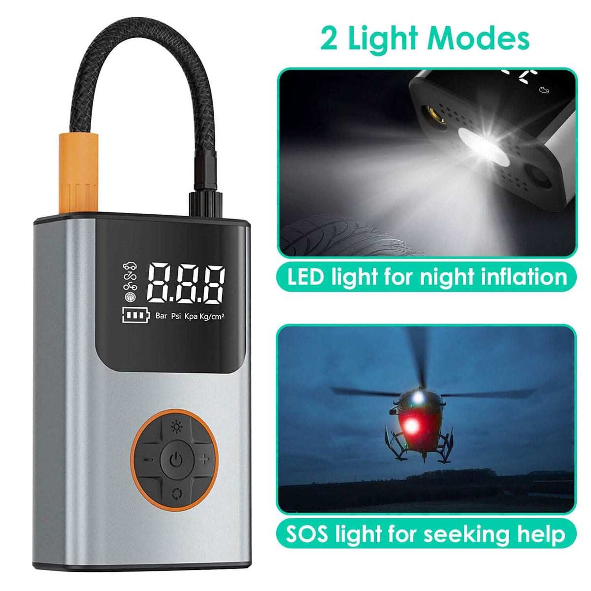 Portable Mini Tire Inflator with Digital Display LED Light Automotive - Tophatter Daily Deals