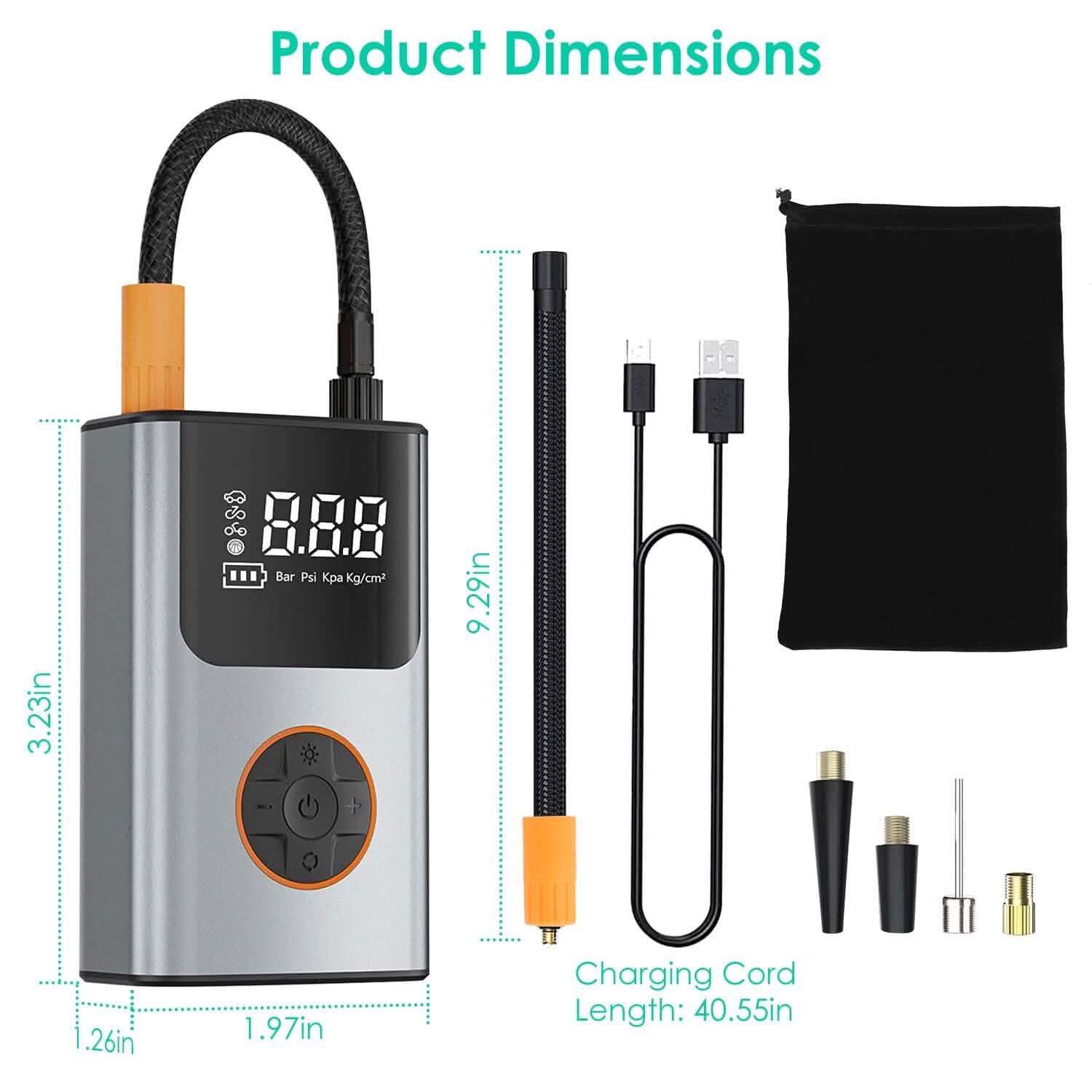 Portable Mini Tire Inflator with Digital Display LED Light Automotive - Tophatter Daily Deals