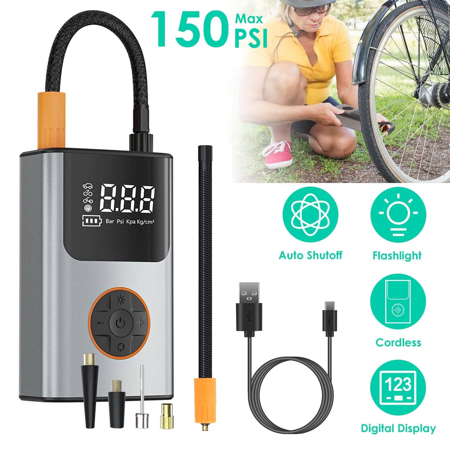 Portable Mini Tire Inflator with Digital Display LED Light Automotive - Tophatter Daily Deals