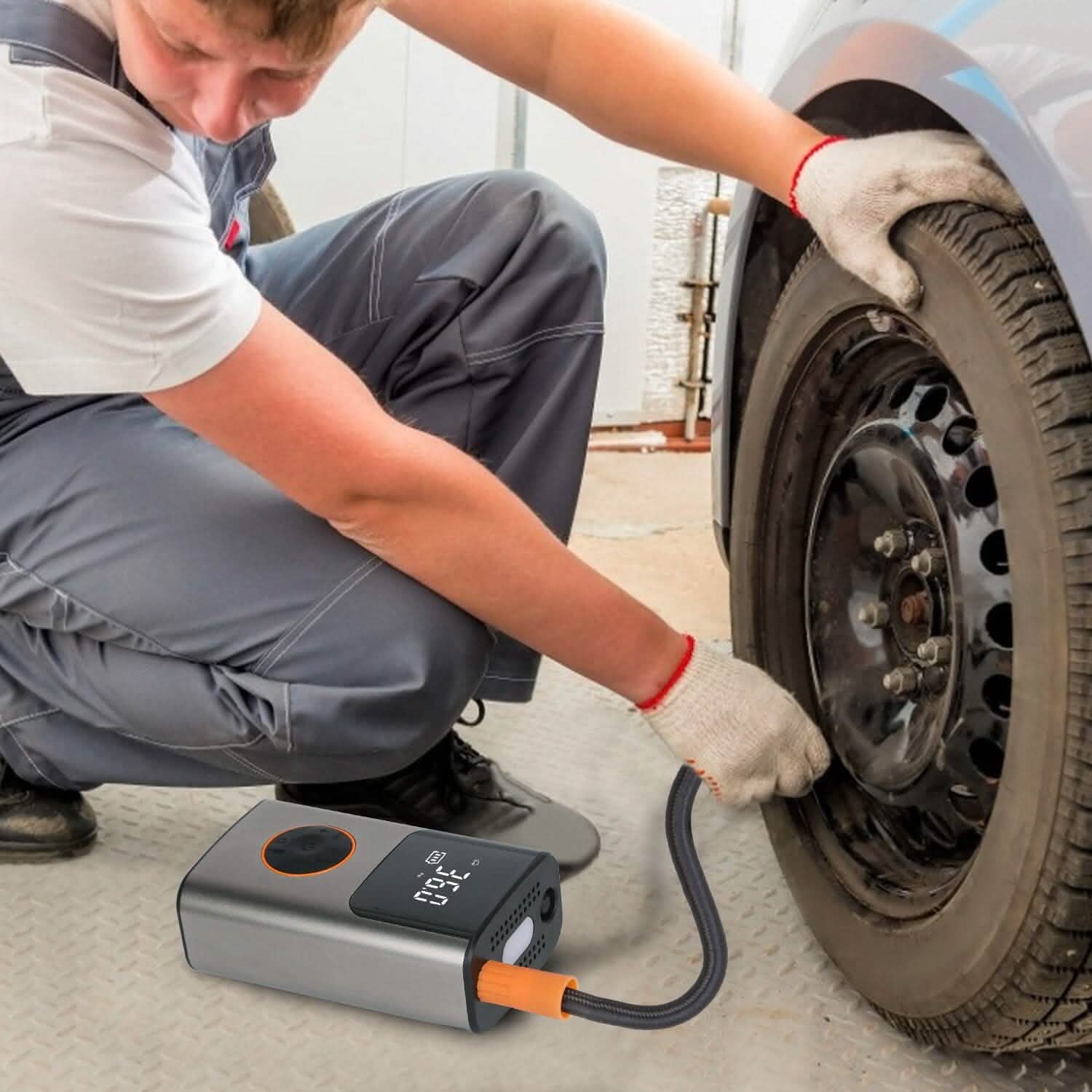 Portable Mini Tire Inflator with Digital Display LED Light Automotive - Tophatter Daily Deals
