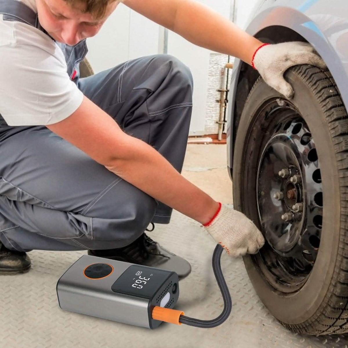 Portable Mini Tire Inflator with Digital Display LED Light Automotive - Tophatter Daily Deals