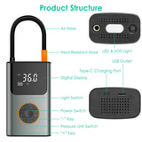 Portable Mini Tire Inflator with Digital Display LED Light Automotive - Tophatter Daily Deals