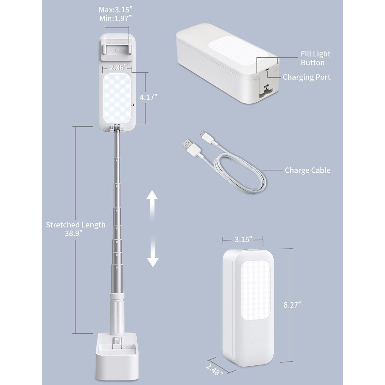 Portable Phone Holder with LED Dimmable Light Phone Holder - Tophatter Daily Deals
