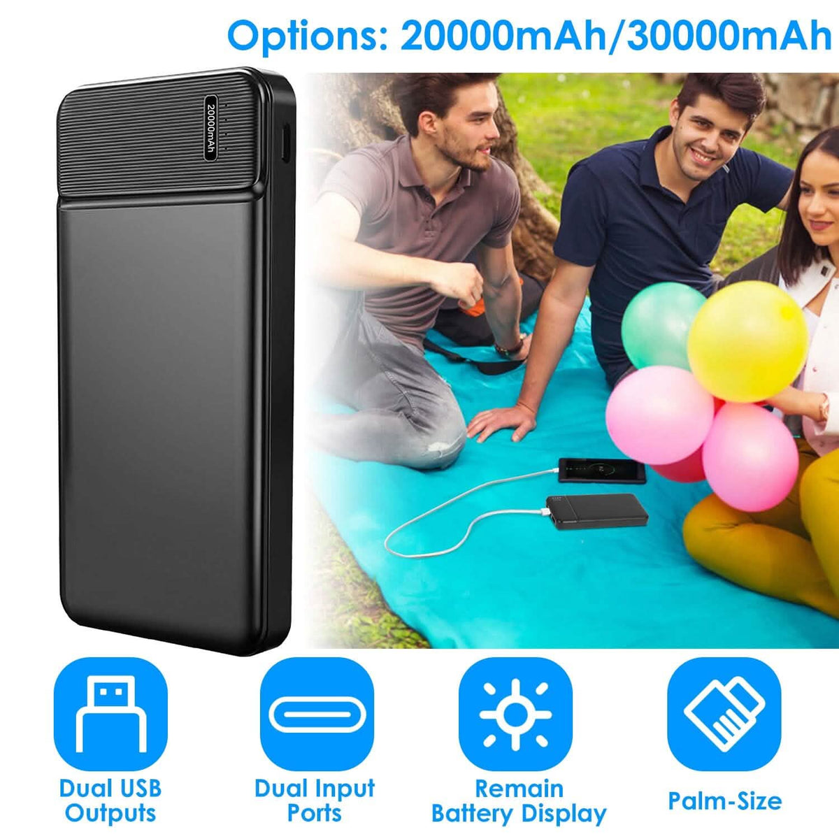 Portable Power Bank Phone Charger with 1 Micro USB Cable Phone Chargers - Tophatter Daily Deals