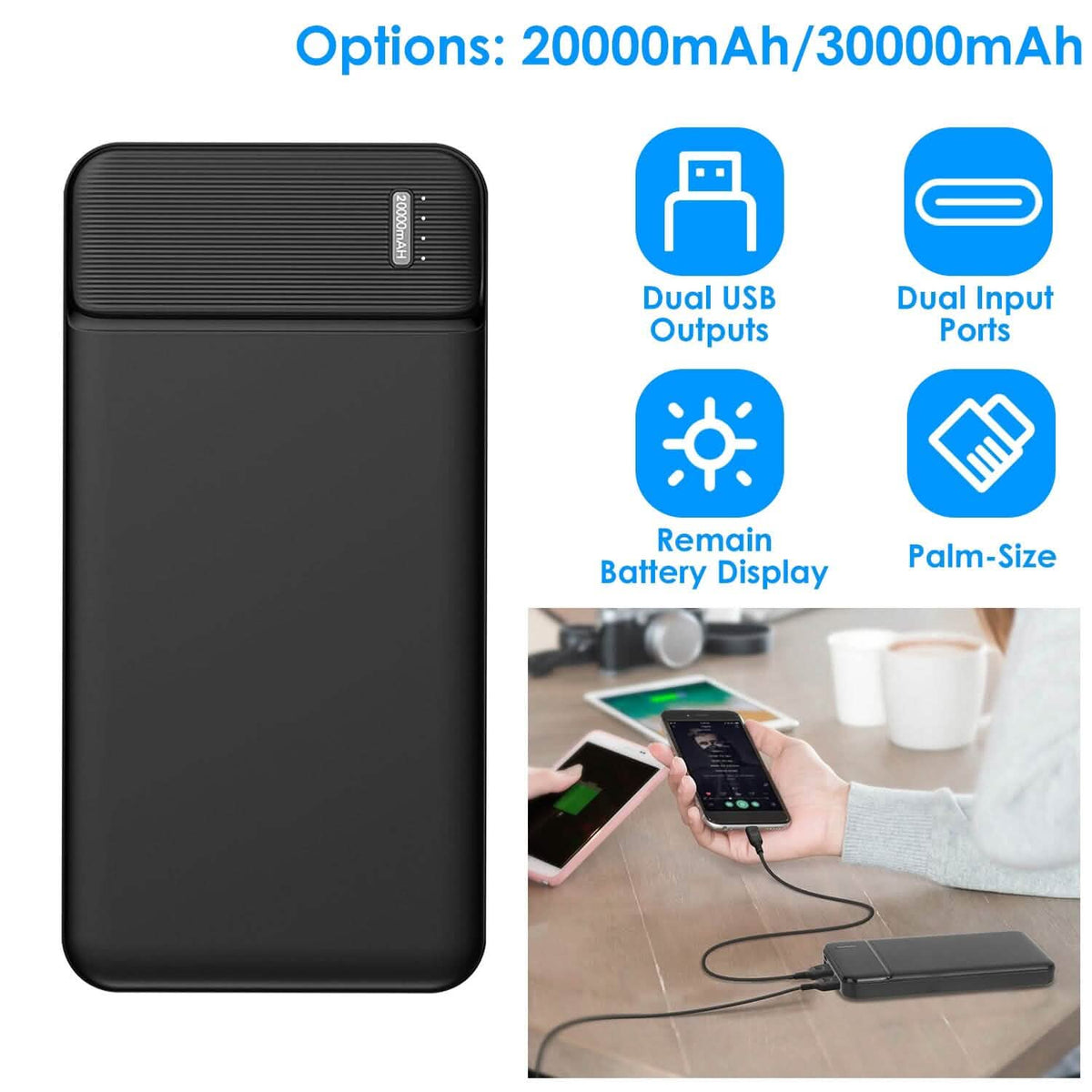 Portable Power Bank Phone Charger with 1 Micro USB Cable Phone Chargers - Tophatter Daily Deals