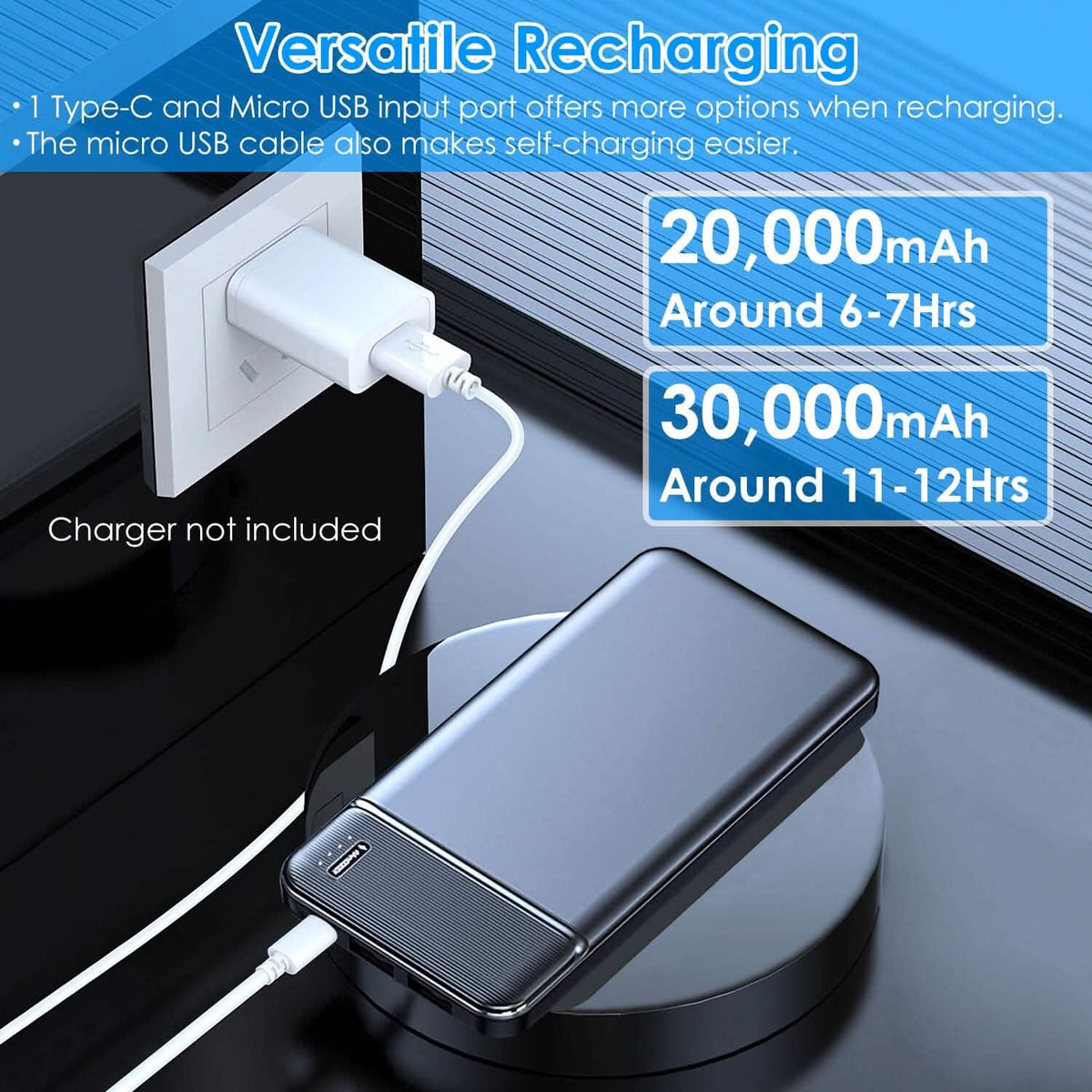 Portable Power Bank Phone Charger with 1 Micro USB Cable Phone Chargers - Tophatter Daily Deals
