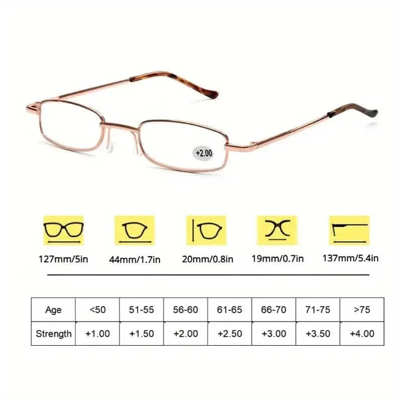 Portable Presbyopia Reading Glasses with Pen Tube Case - Unisex, Metal Frame, Spring Hinge, +1.00~+4.00, Plastic Lens Health & Wellness - Tophatter Daily Deals