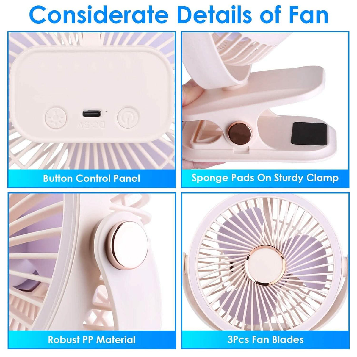 Portable Quiet Rechargeable Clip-On Fan Household Appliances - Tophatter Daily Deals