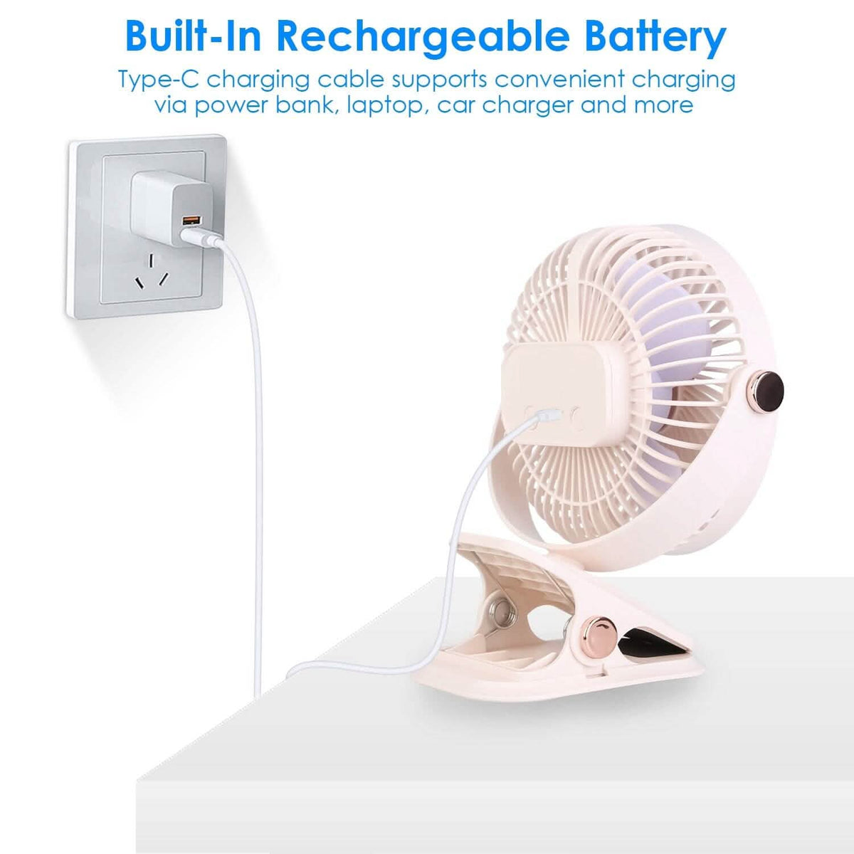 Portable Quiet Rechargeable Clip-On Fan Household Appliances - Tophatter Daily Deals