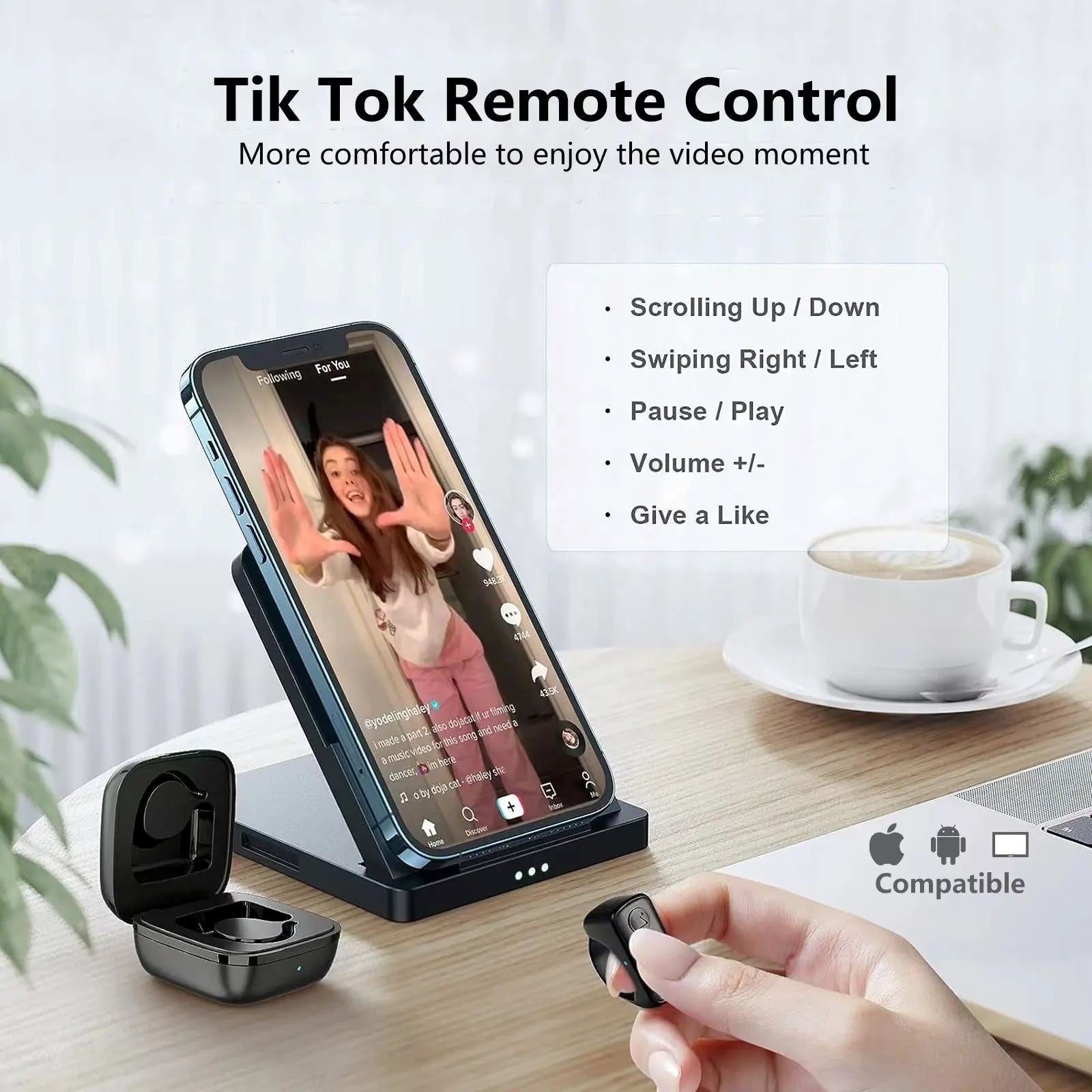 Portable Selfie Timer Bluetooth Remote Control Finger Ring Remote Control - Tophatter Daily Deals