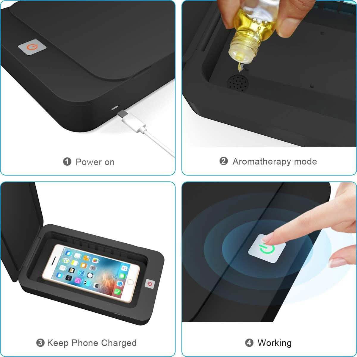 Portable Smart Mobile Phone Cleaner Device with Aromatherapy Function Face Masks & PPE - Tophatter Daily Deals