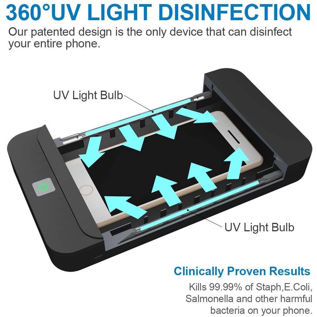 Portable Smart Mobile Phone Cleaner Device with Aromatherapy Function Face Masks & PPE - Tophatter Daily Deals