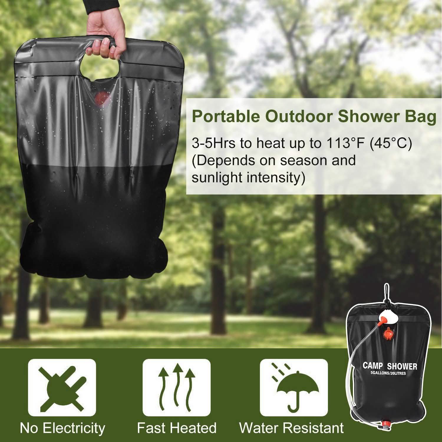 Portable Solar Heated Shower Bag Outdoor Recreation - Tophatter Daily Deals