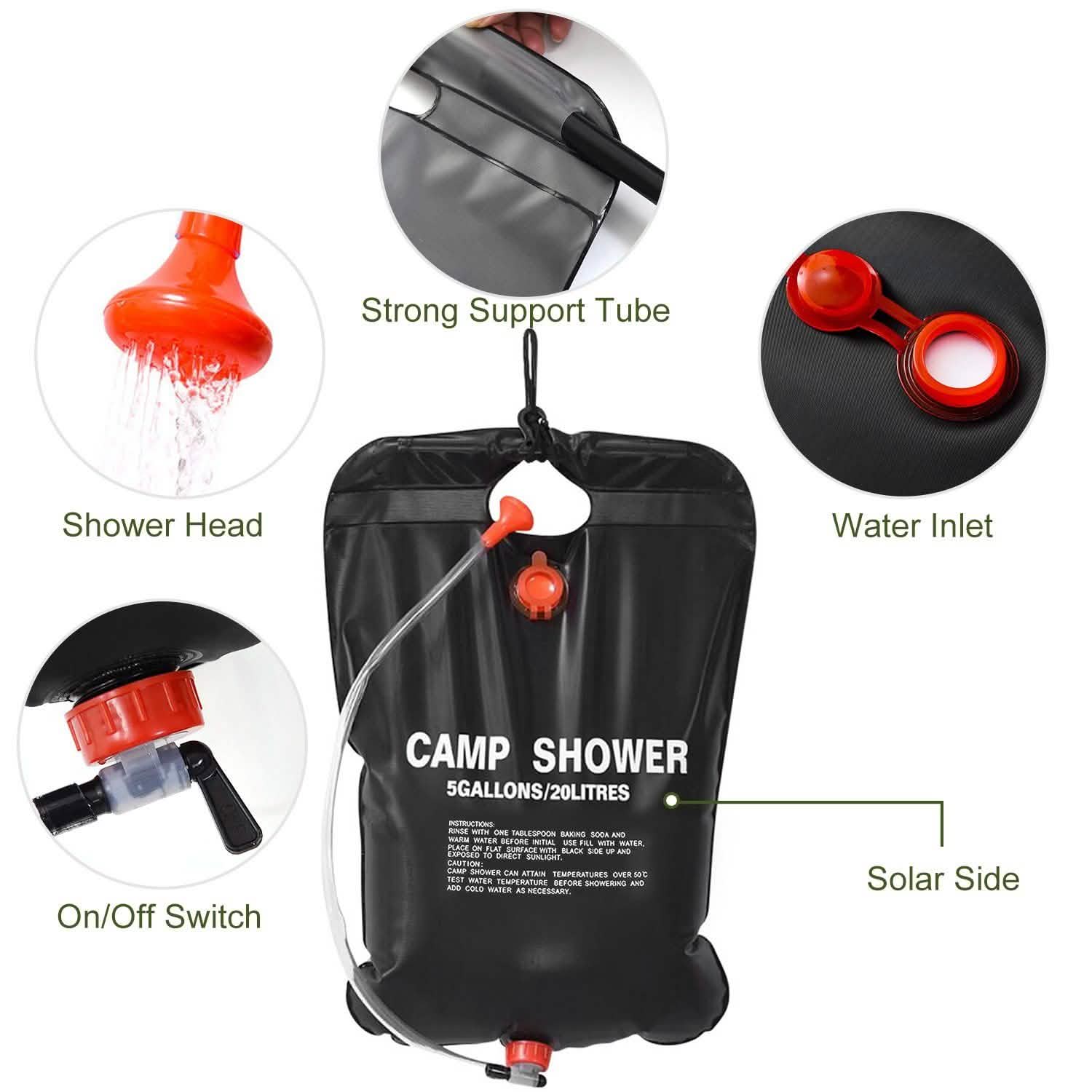 Portable Solar Heated Shower Bag Outdoor Recreation - Tophatter Daily Deals