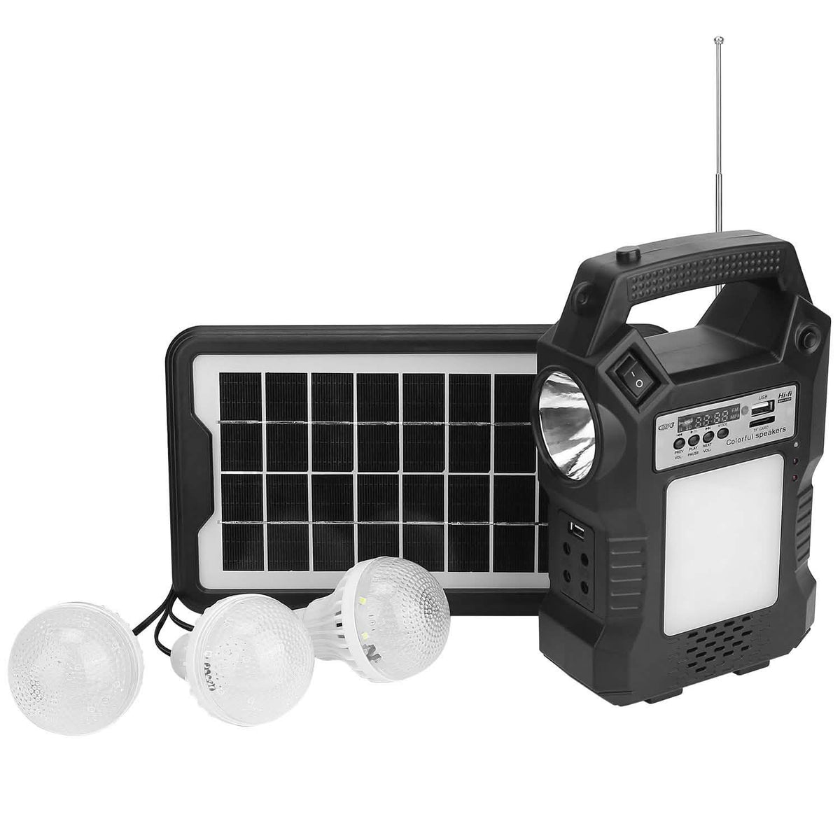 Portable Solar Power Station with Flashlight and 3 Lighting Bulbs Outdoor Recreation - Tophatter Daily Deals