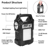 Portable Solar Power Station with Flashlight and 3 Lighting Bulbs Outdoor Recreation - Tophatter Daily Deals