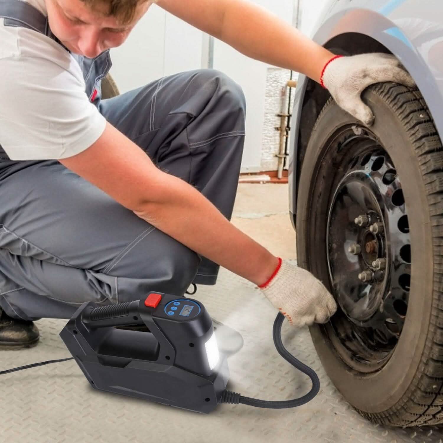 Portable Tire Inflator 120 PSI Maximum 90W Powered Tire Pump with Digital Display LED Automotive - Tophatter Daily Deals