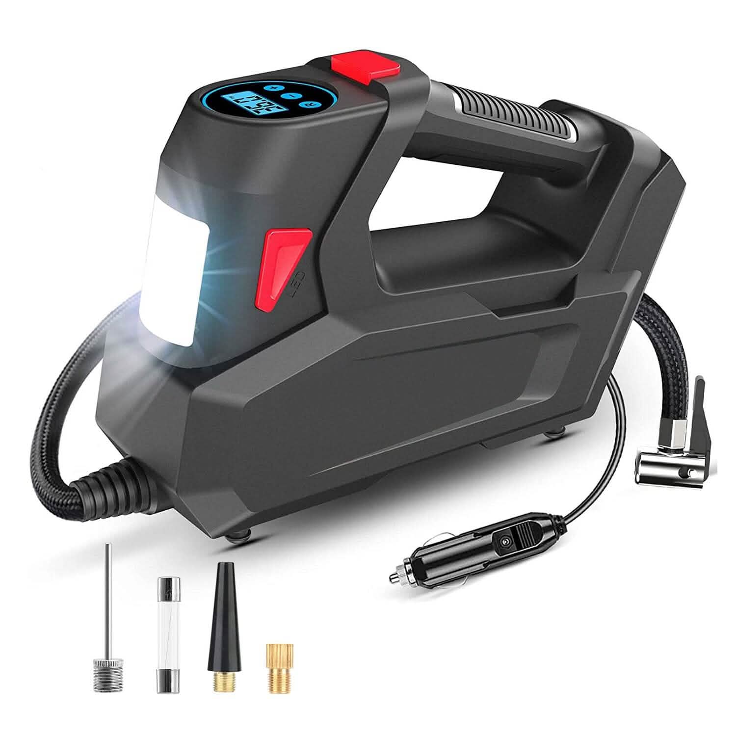 Portable Tire Inflator 120 PSI Maximum 90W Powered Tire Pump with Digital Display LED Automotive - Tophatter Daily Deals
