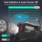 Portable Tire Inflator 120 PSI Maximum 90W Powered Tire Pump with Digital Display LED Automotive - Tophatter Daily Deals